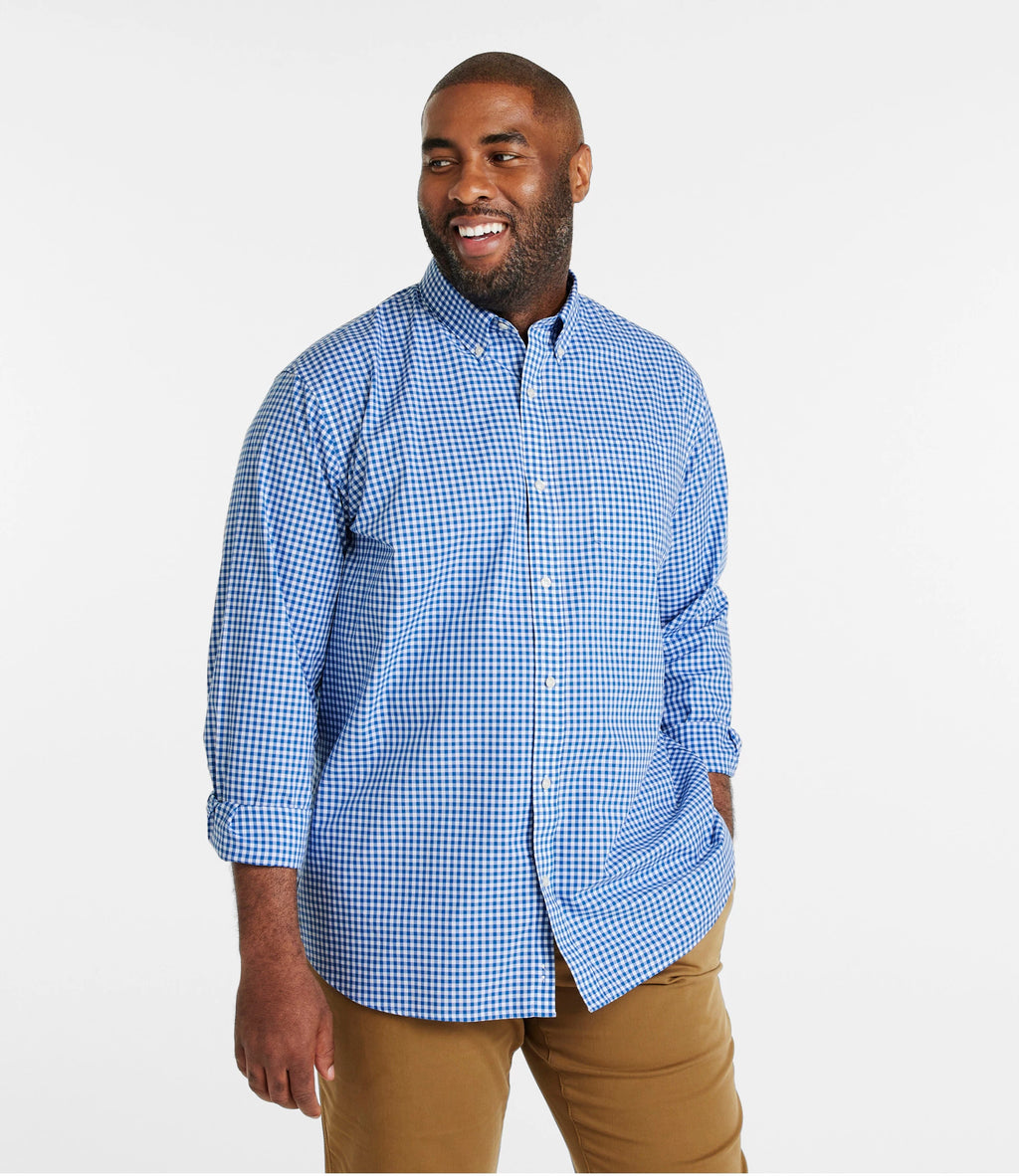 Men's Cotton Check Button-Down Shirt - Light Gold