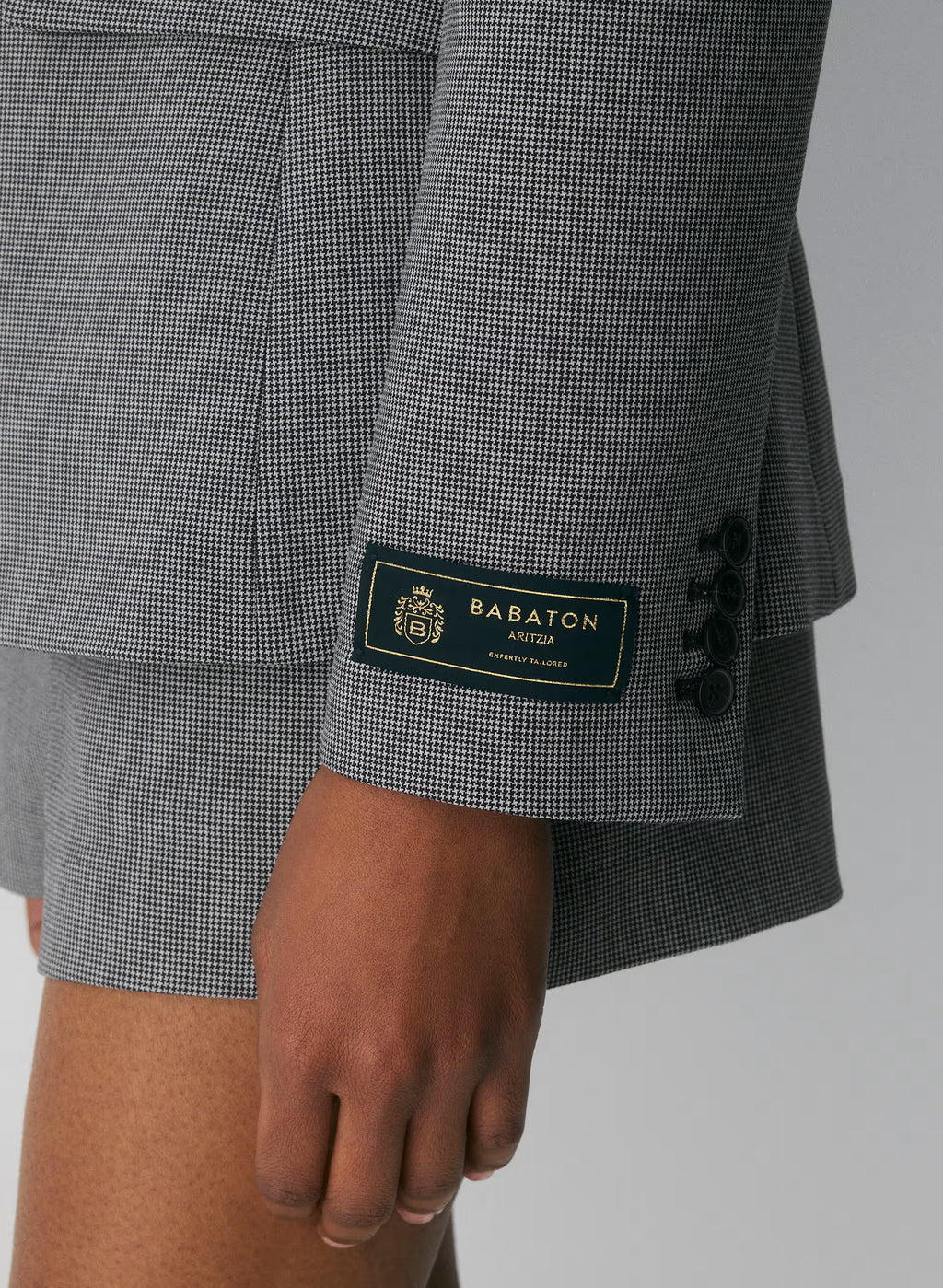 Single-Breasted Stretch Blazer - Brown Check