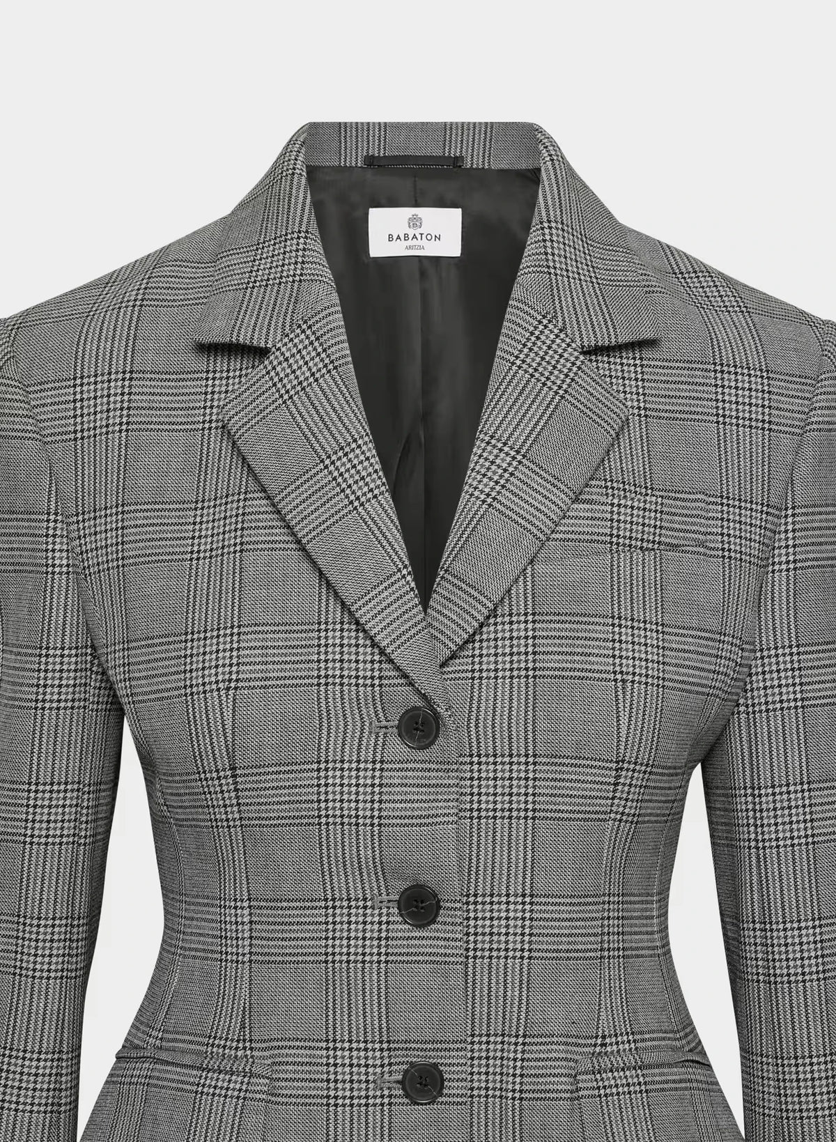 Single-Breasted Stretch Blazer - Brown Check