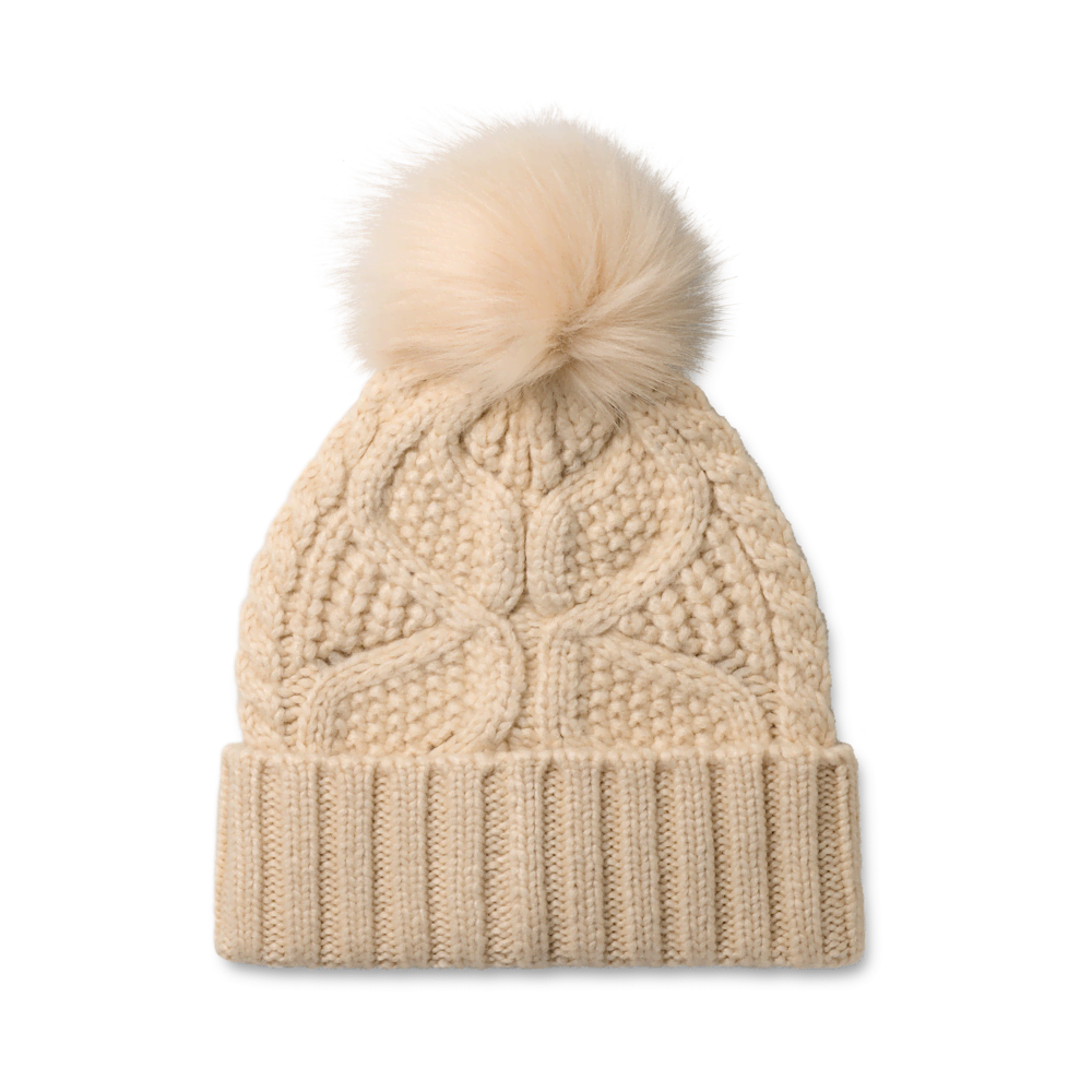 Women's Cable Knit Pom Beanie - Blue