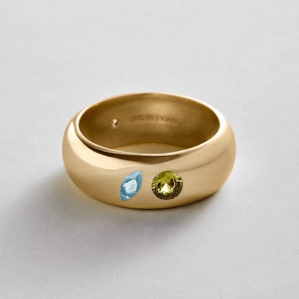 Custom Two-Stone Gold-Plated Band Ring