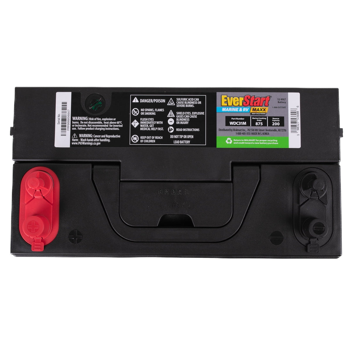 EverStart Maxx Lead Acid Marine & RV Deep Cycle Battery, Group Size 29DC, 12 Volt, 845 Marine Cranking Amps