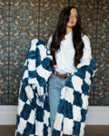 Plush Stretch Blanket - Navy Check