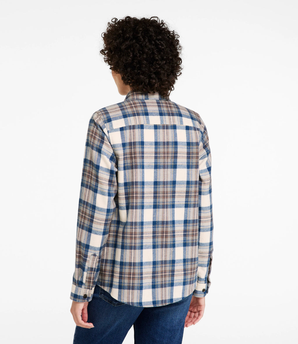 Women's Cotton Flannel Shirt - Indigo Plaid