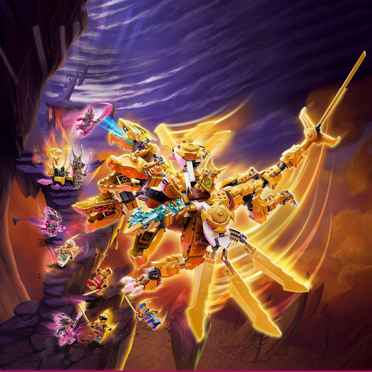LEGO NINJAGO Lloyd's Golden Ultra Dragon Toy, 989 Pieces, 9 Minifigures - 71774