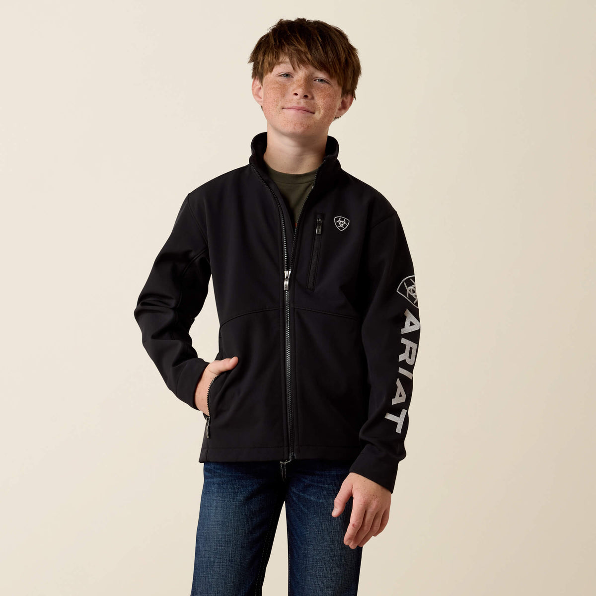 Kids' Recycled Stretch Softshell Jacket - Black