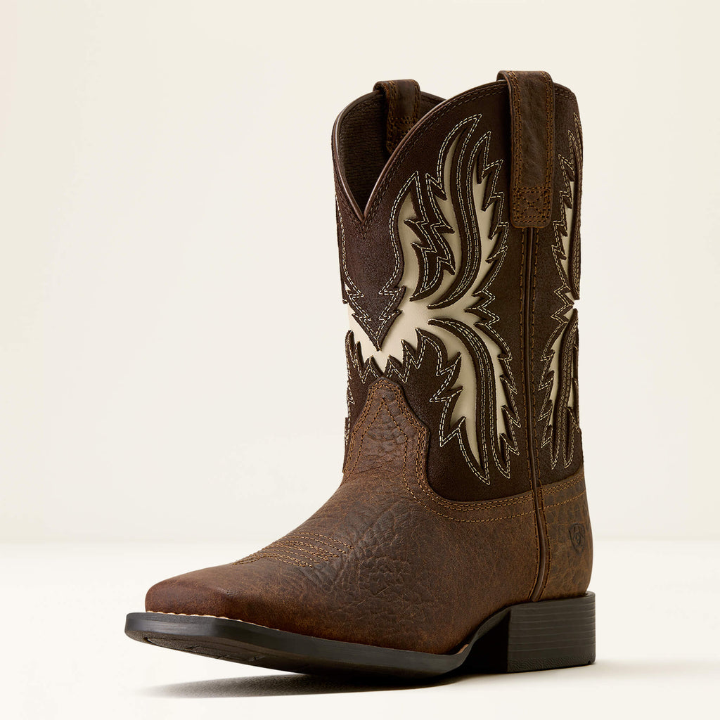 Kids' Wide Square Toe Western Boot - Brown