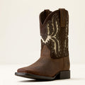 Kids' Wide Square Toe Western Boot - Brown