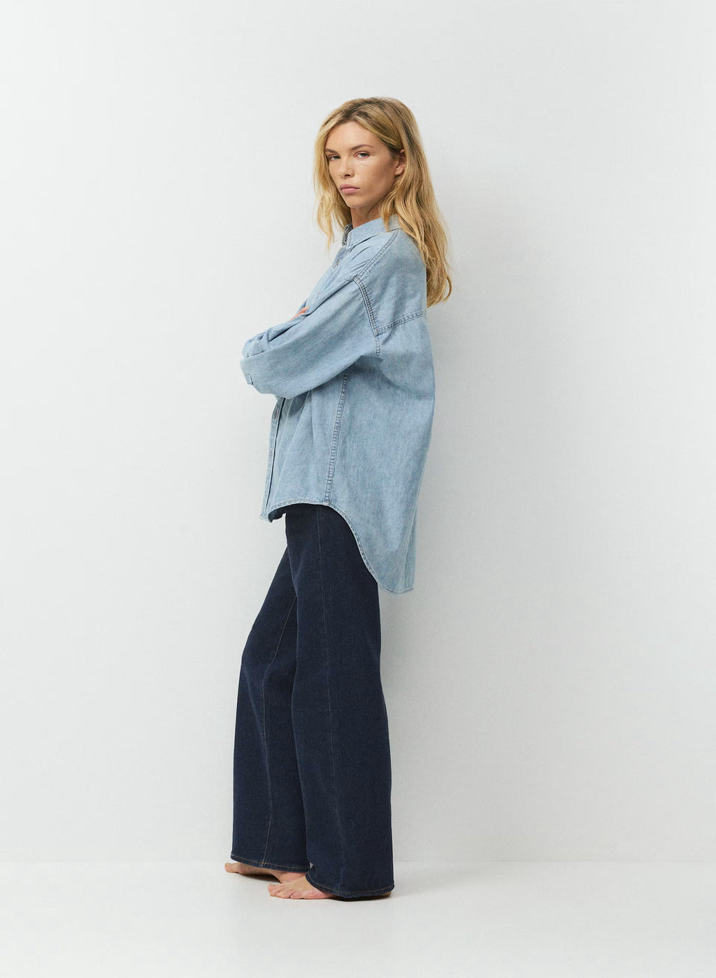 Oversized Hemp Blend Denim Shirt - Indigo