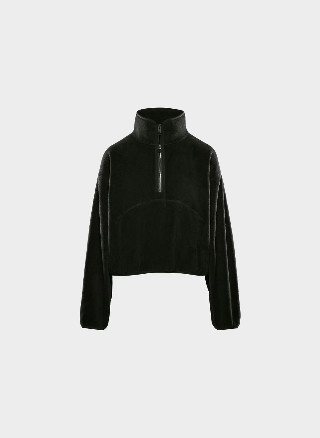 Oversized Half-Zip Microfleece Pullover - Gray