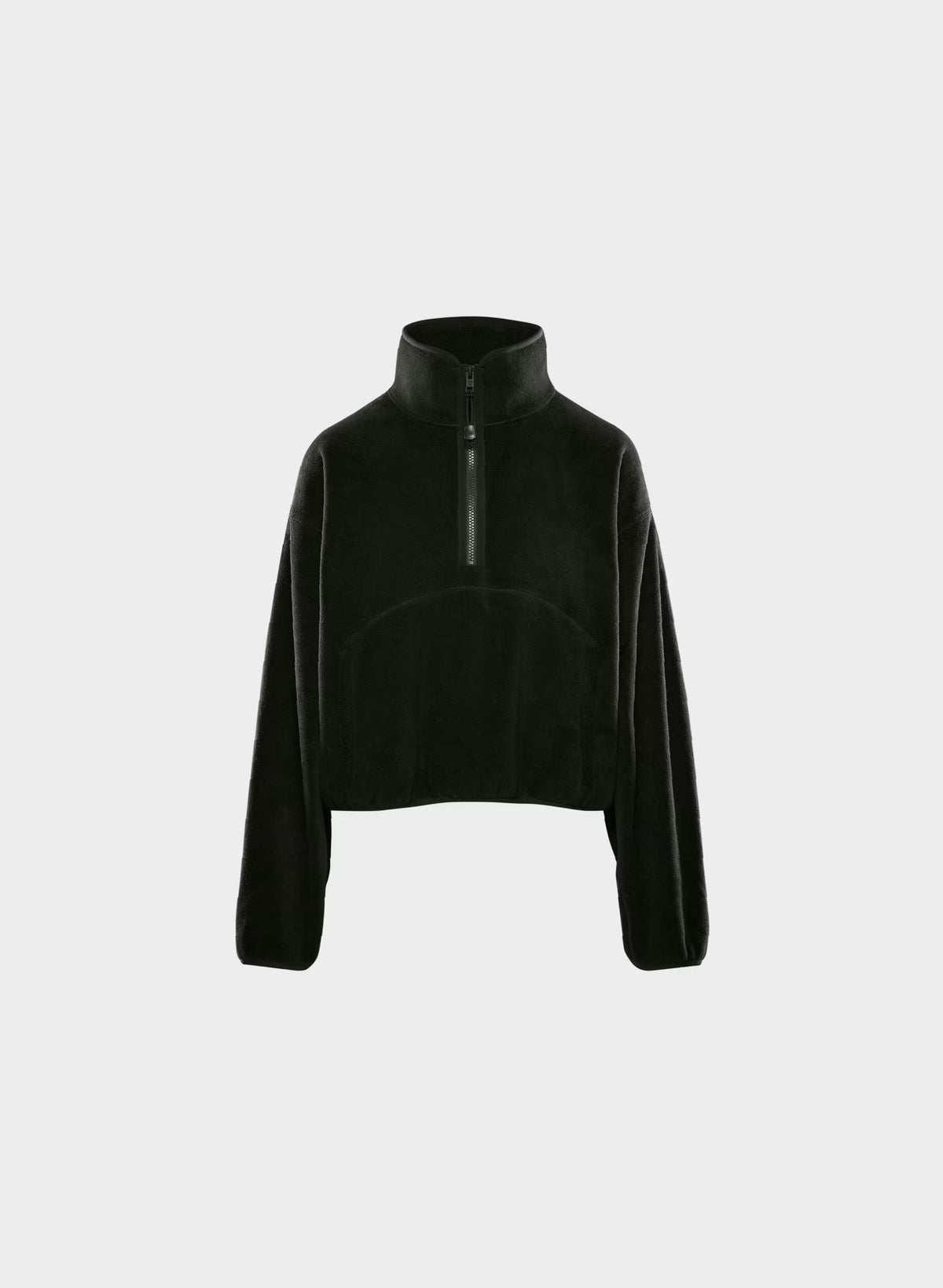 Oversized Half-Zip Microfleece Pullover - Gray