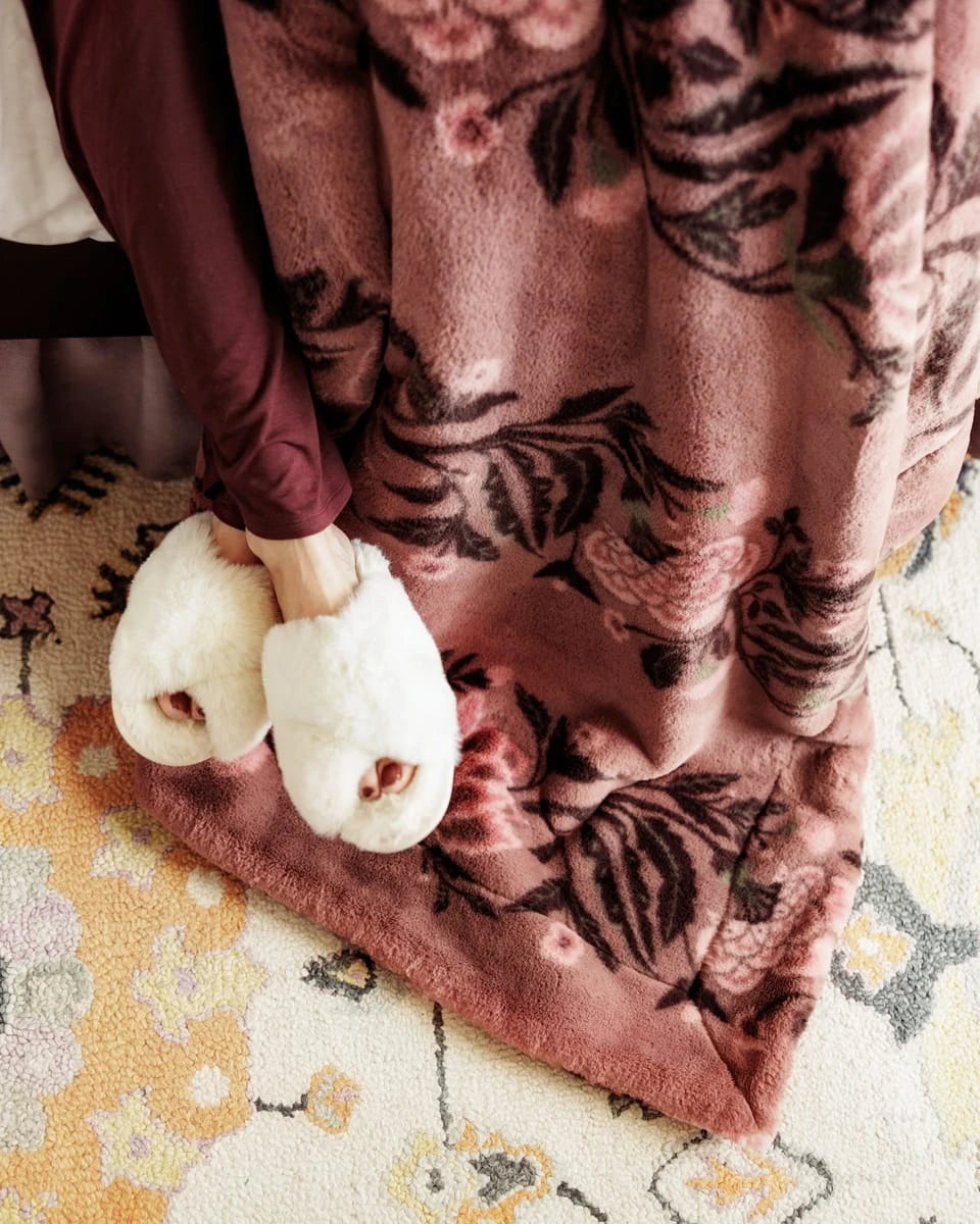Plush Blanket - Dusty Rose Botanical