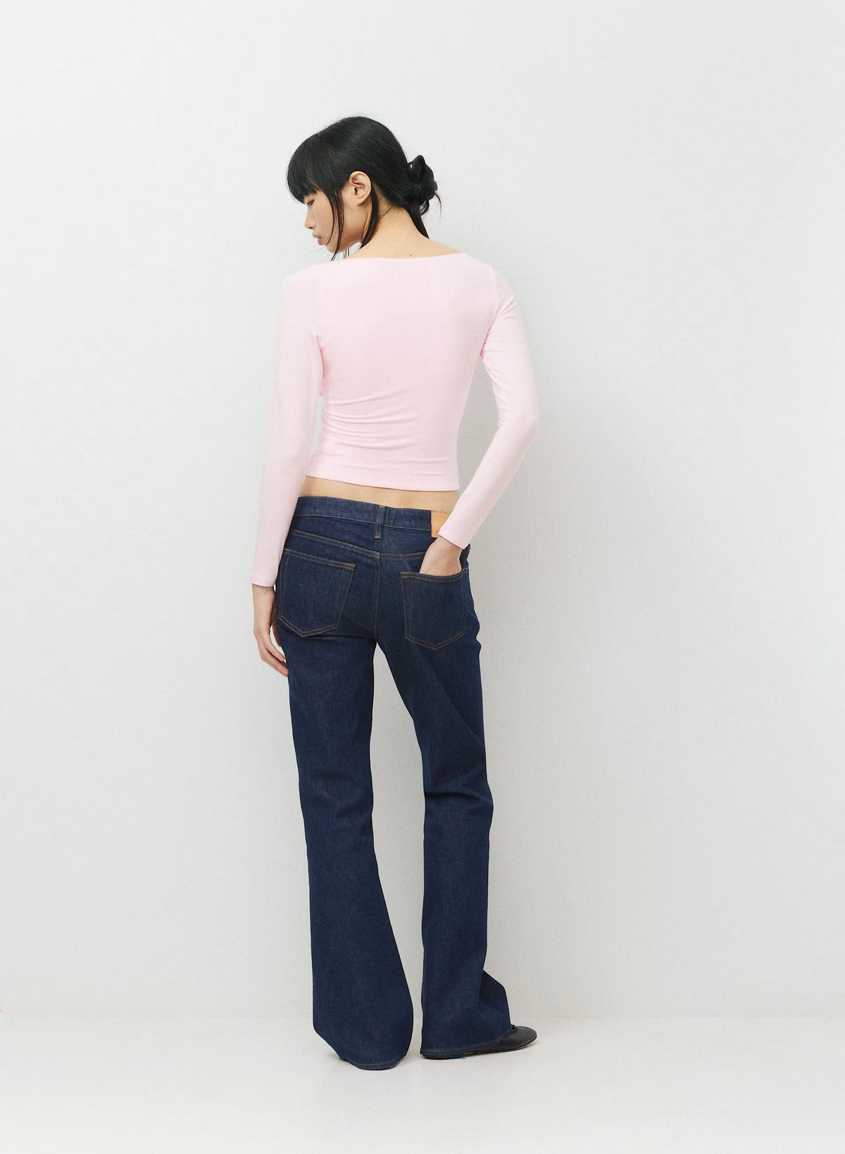 Long-Sleeve Modal Wrap Top - Navy