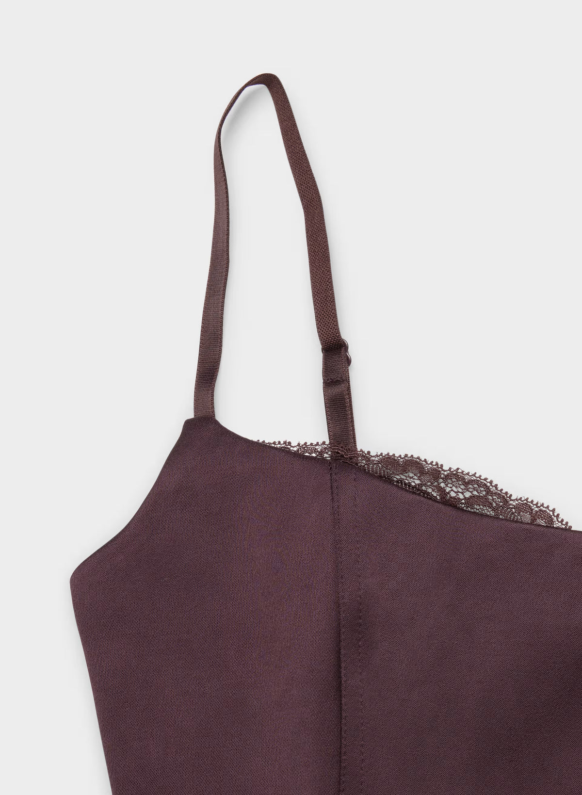 Lace-Trim Stretch Satin Bustier - Plum