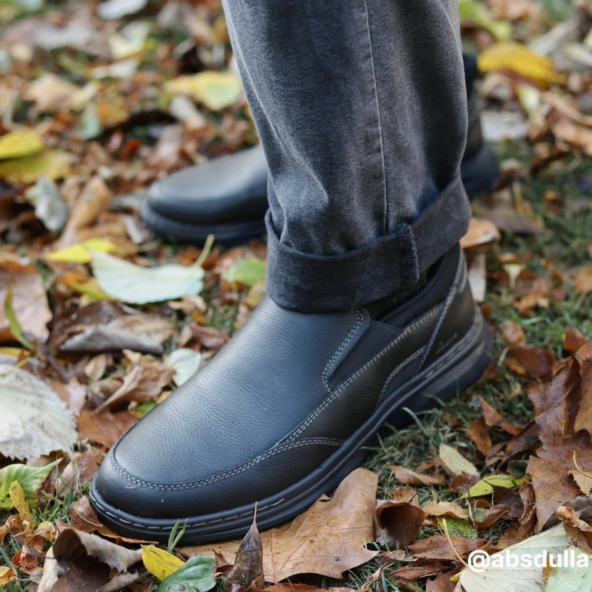 Men's Tumbled Leather Slip-On Shoe - Black