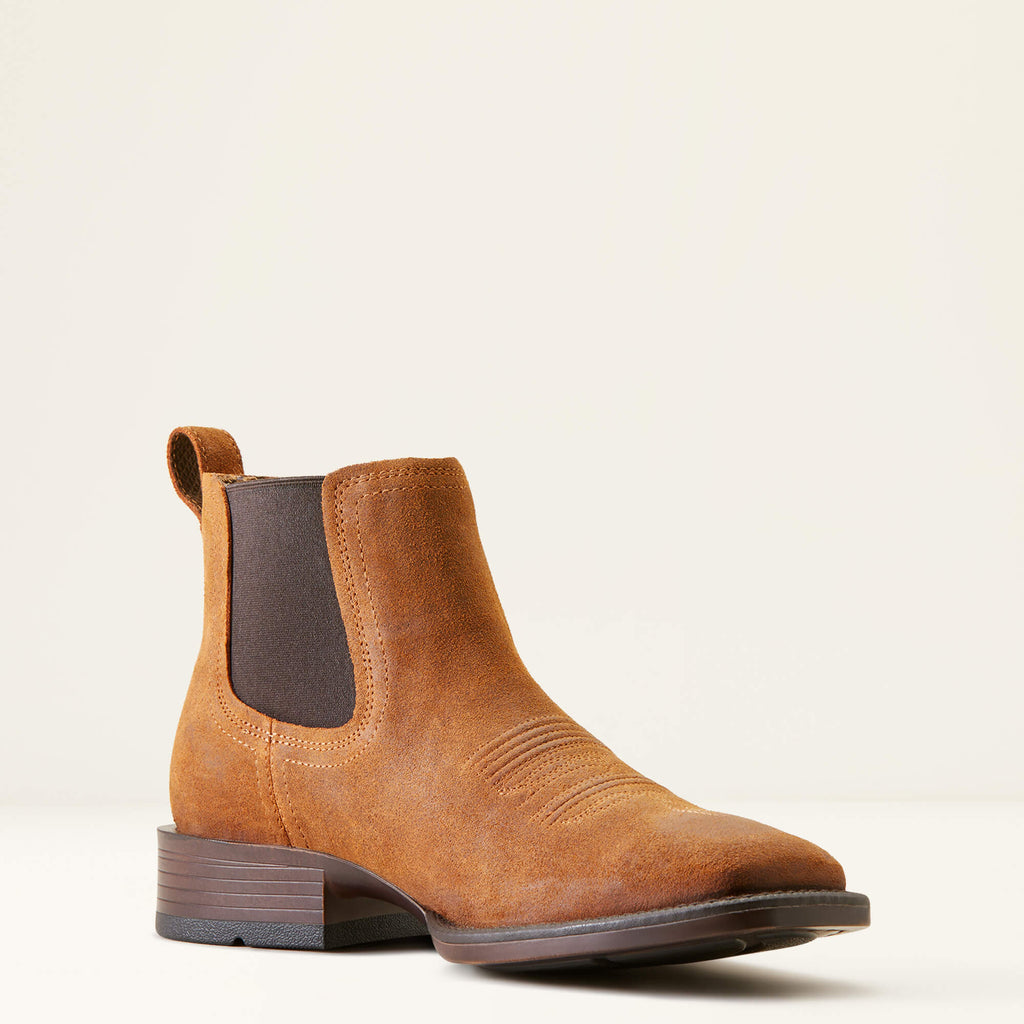 Men's Suede Wide Square Toe Chelsea Boots - Navy