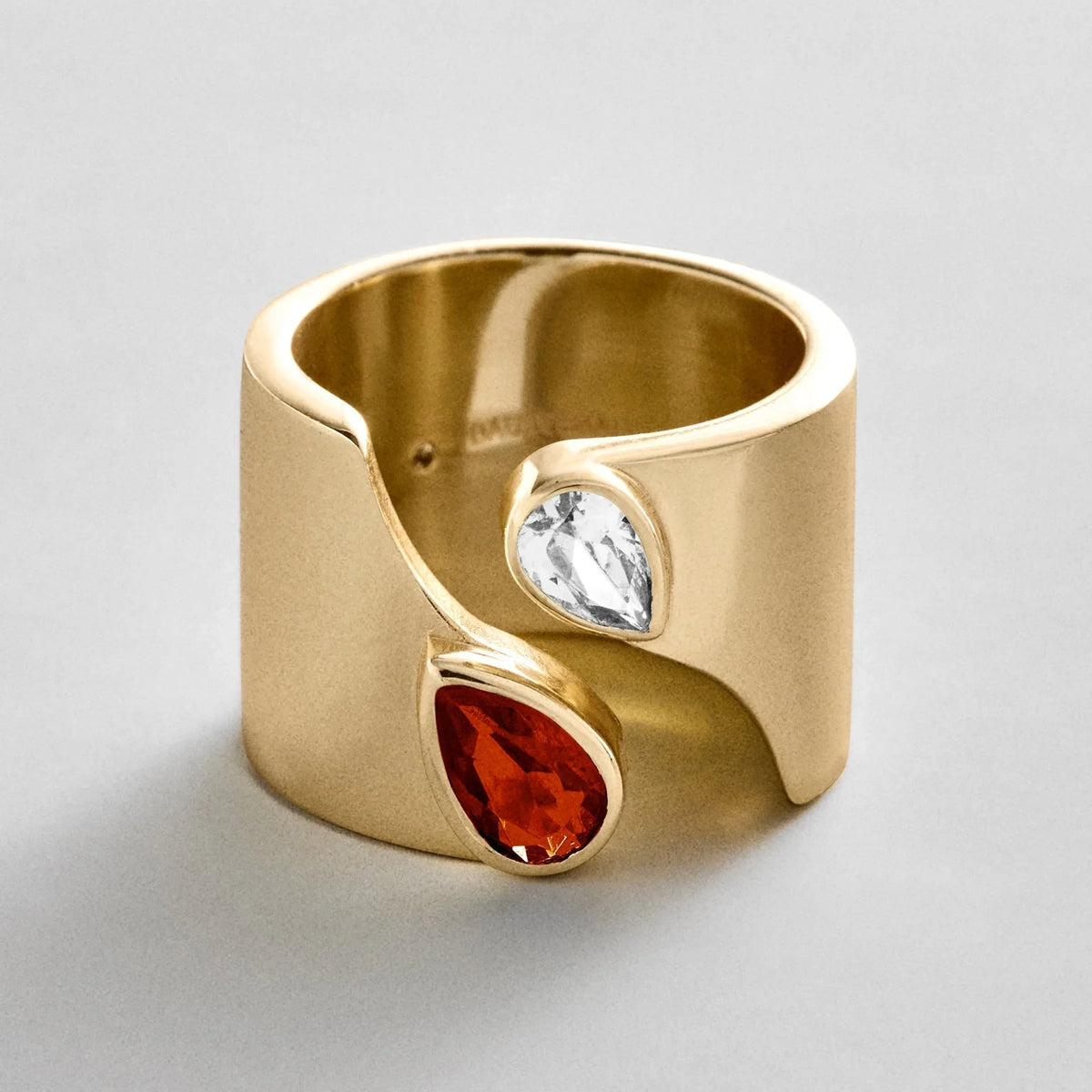 Personalized Two-Stone Open Band Ring - Gold