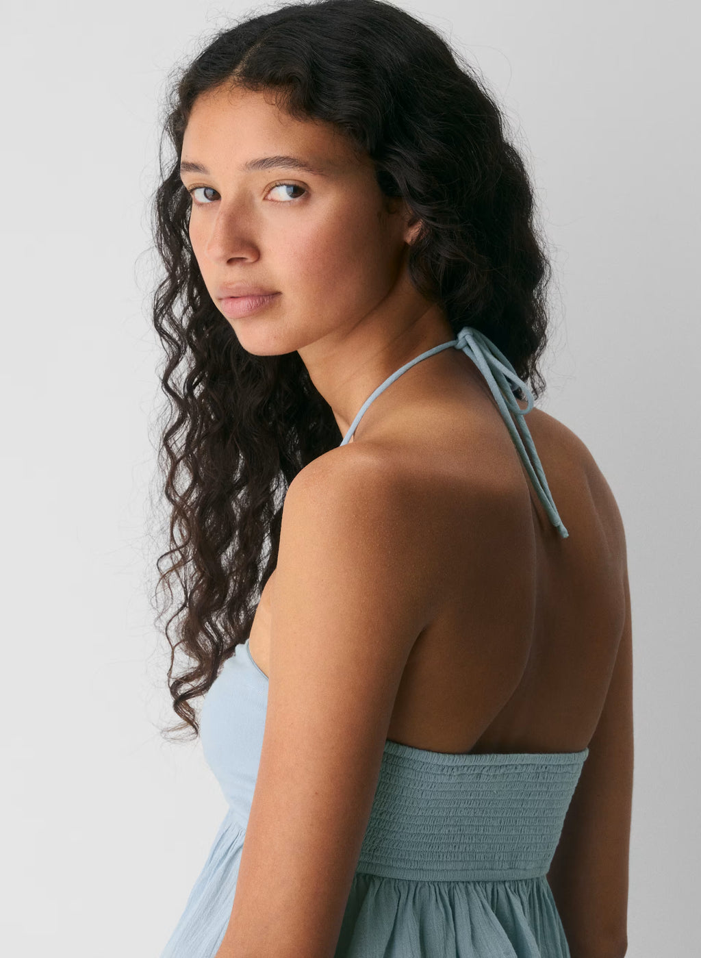 Cotton Halter Top - Navy