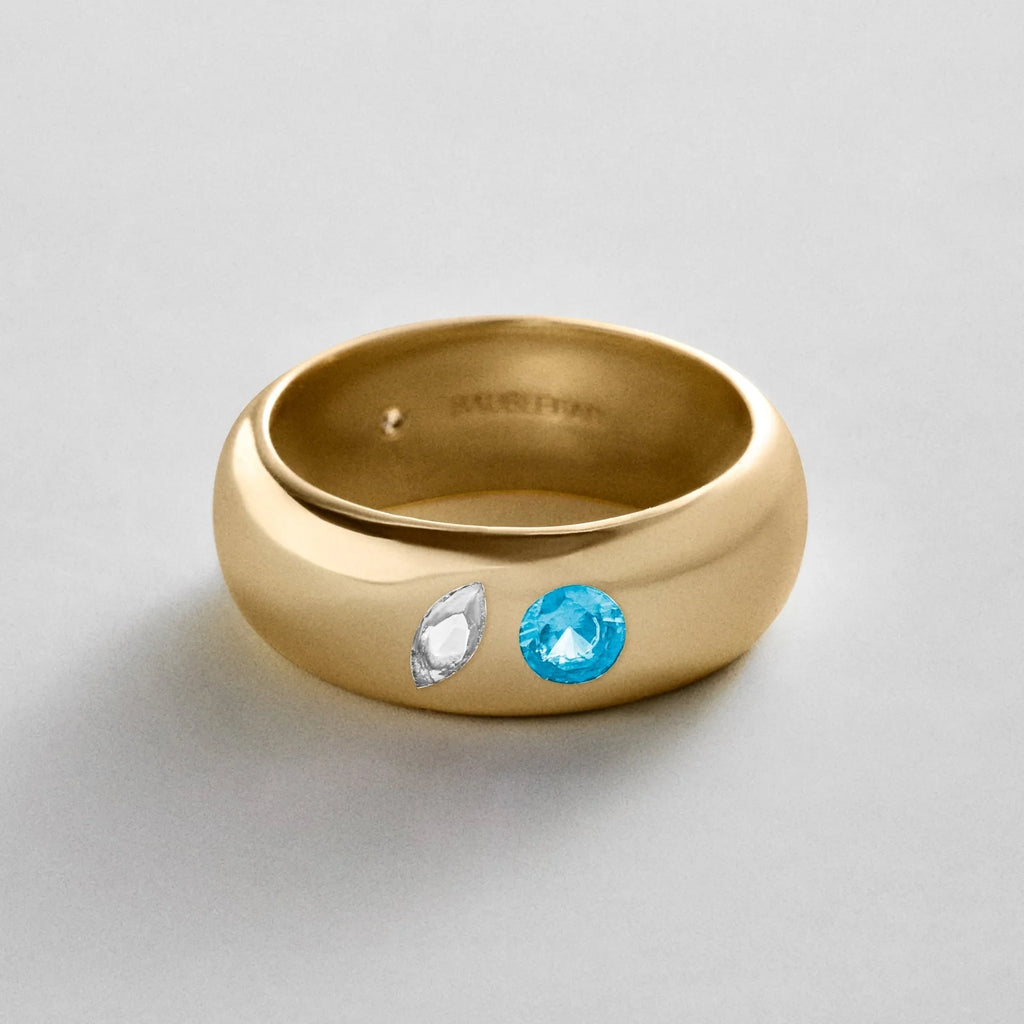 Custom Two-Stone Gold-Plated Band Ring