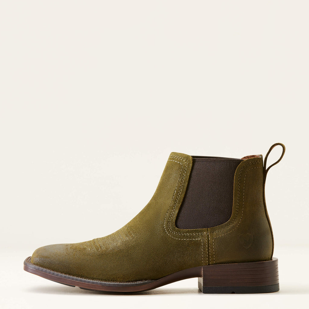 Men's Suede Wide Square Toe Chelsea Boots - Navy