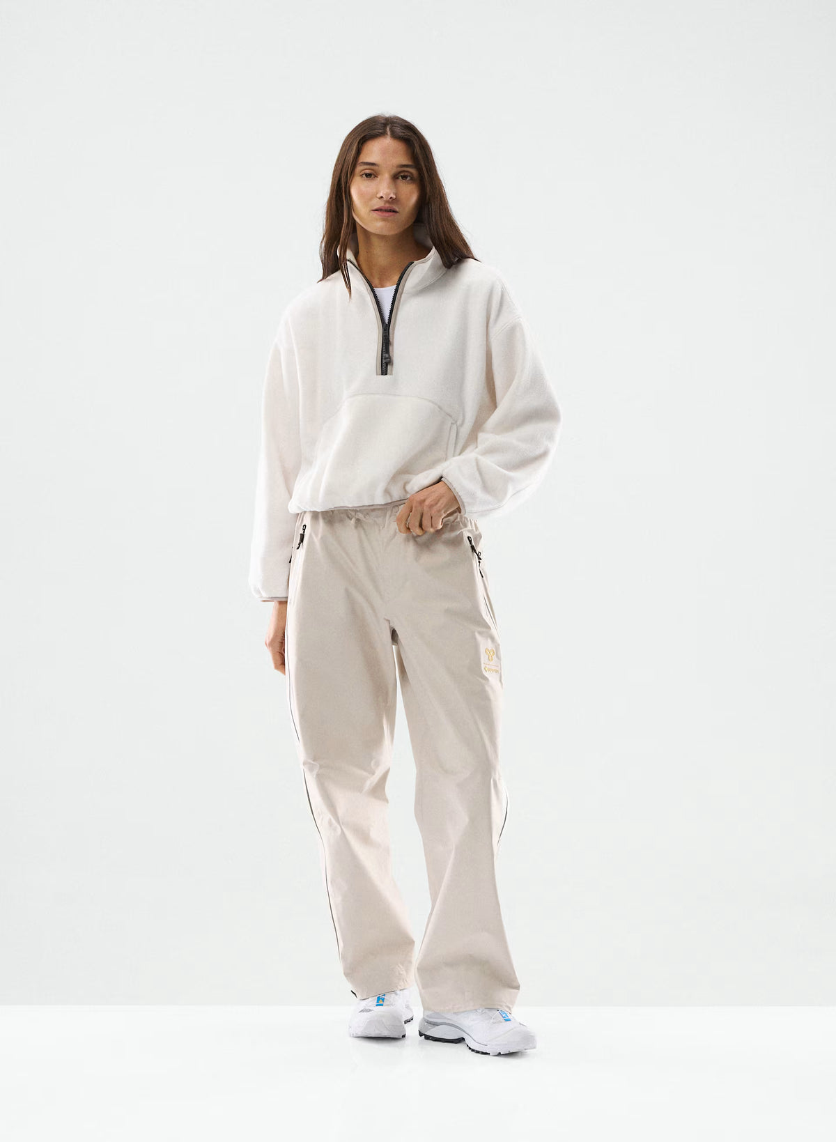 Oversized Half-Zip Microfleece Pullover - Gray