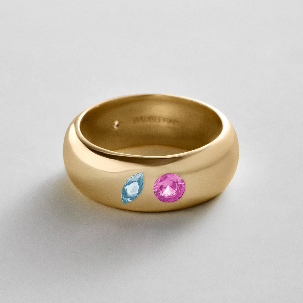 Custom Two-Stone Gold-Plated Band Ring
