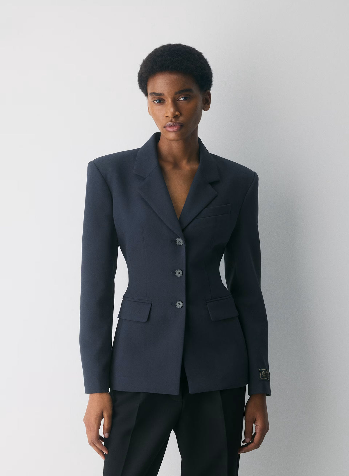 Single-Breasted Stretch Blazer - Brown Check