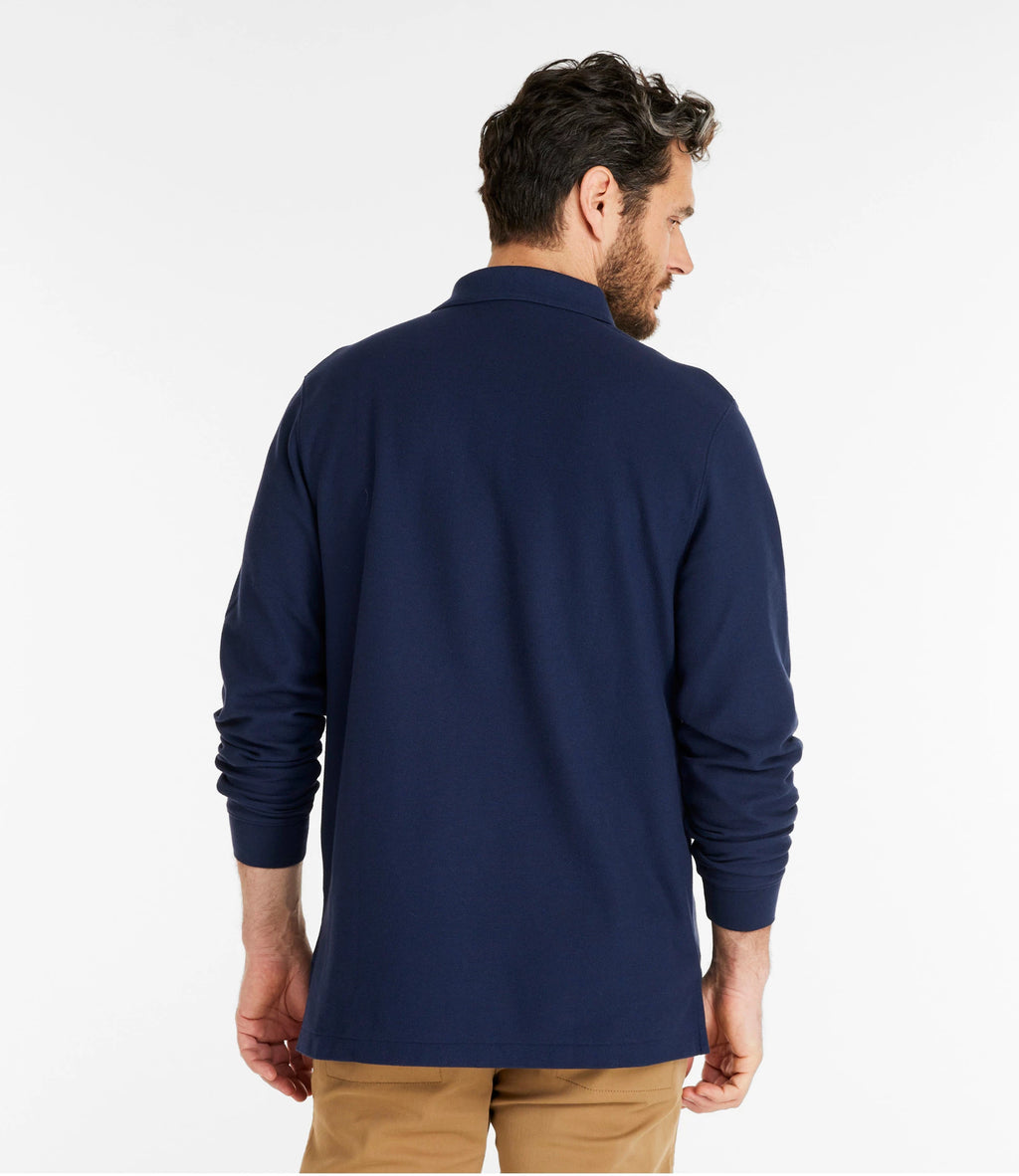 Men's Long-Sleeve Cotton Pique Polo - Lavender