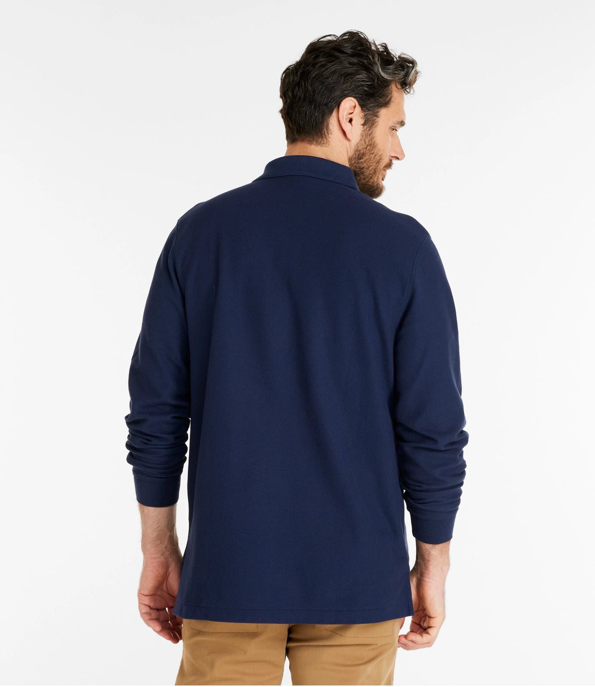 Men's Long-Sleeve Cotton Pique Polo - Lavender