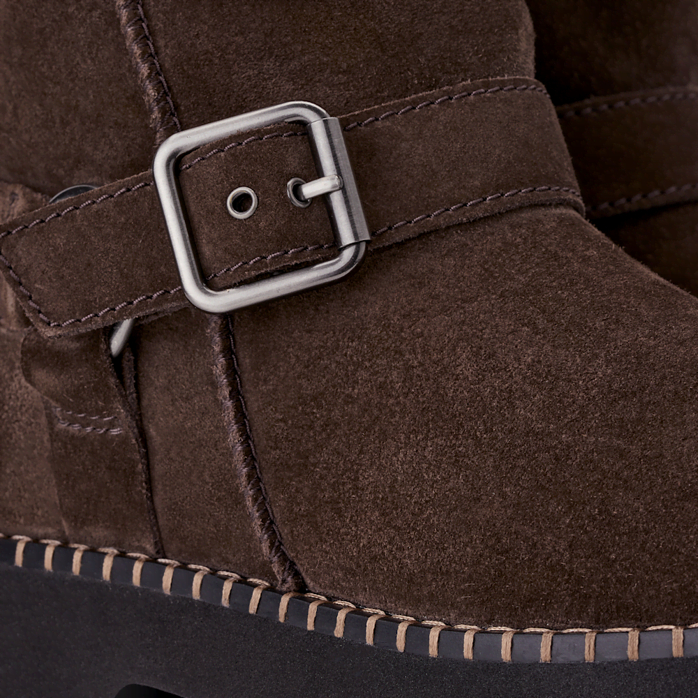 Women's Suede Buckle Biker Boot