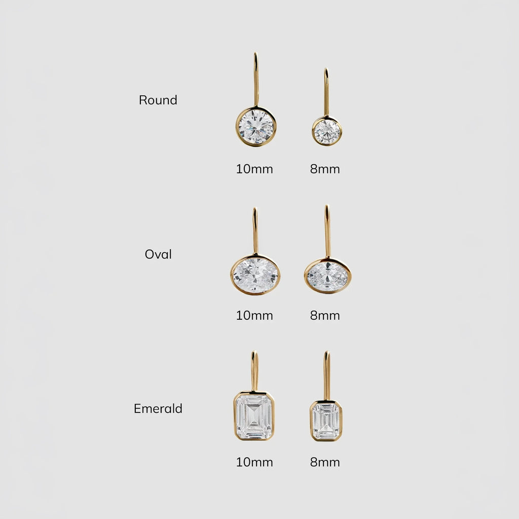Gold-Plated Oval Crystal Drop Earrings