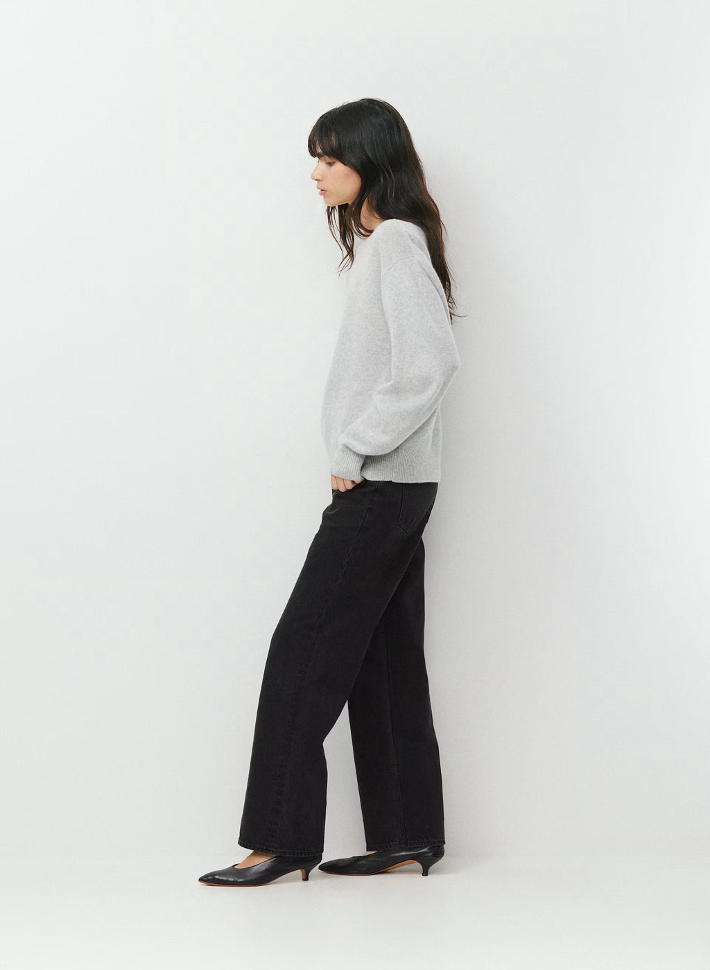 Cashmere Boatneck Sweater - Heather Gray