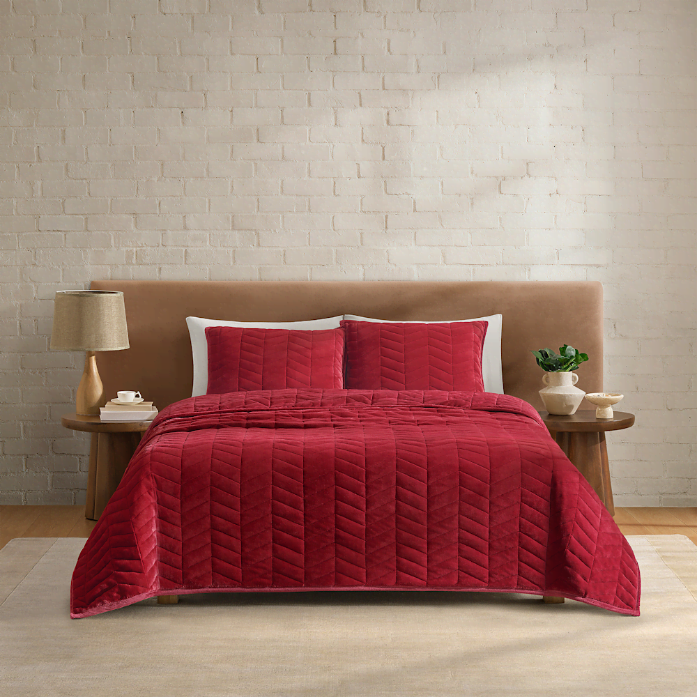 Full Queen Chevron Quilt Set - Deep Night
