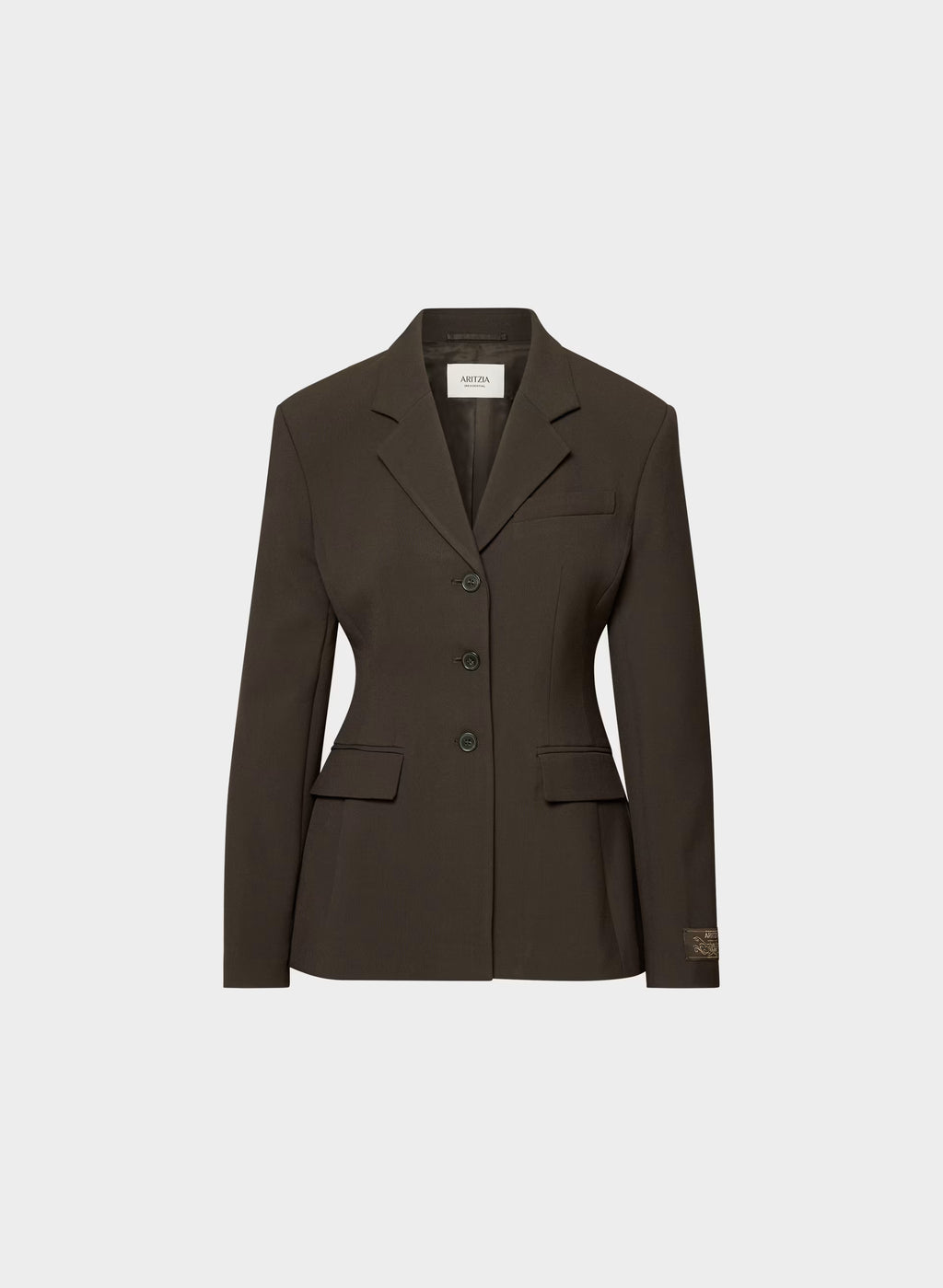 Single-Breasted Stretch Blazer - Brown Check