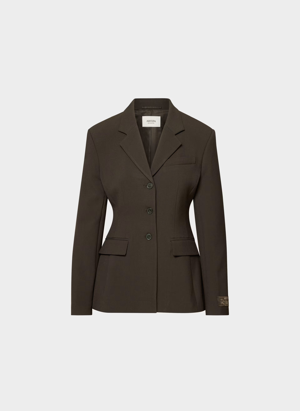 Single-Breasted Stretch Blazer - Brown Check