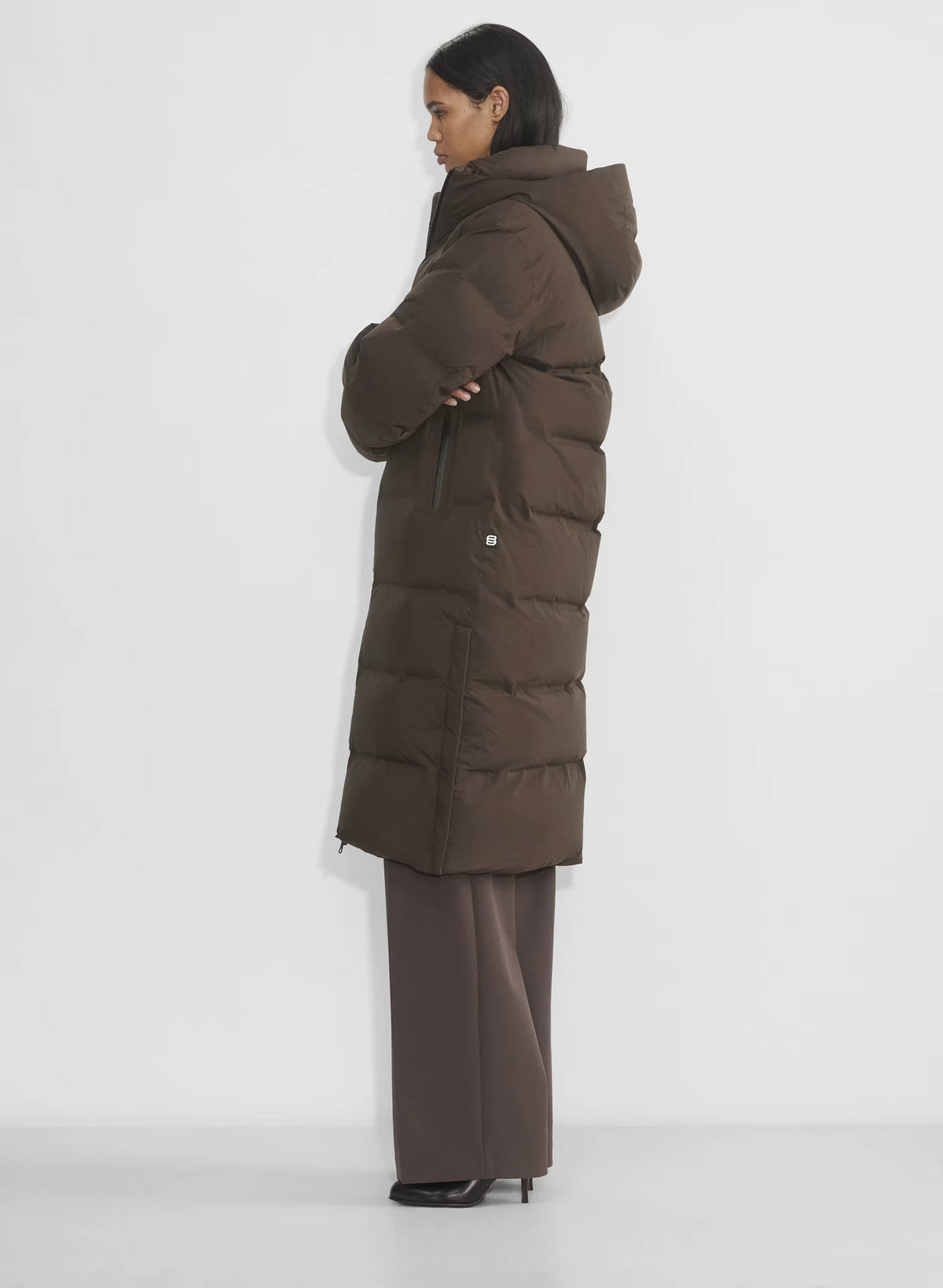 Waterproof Long Down Puffer Coat - Gray