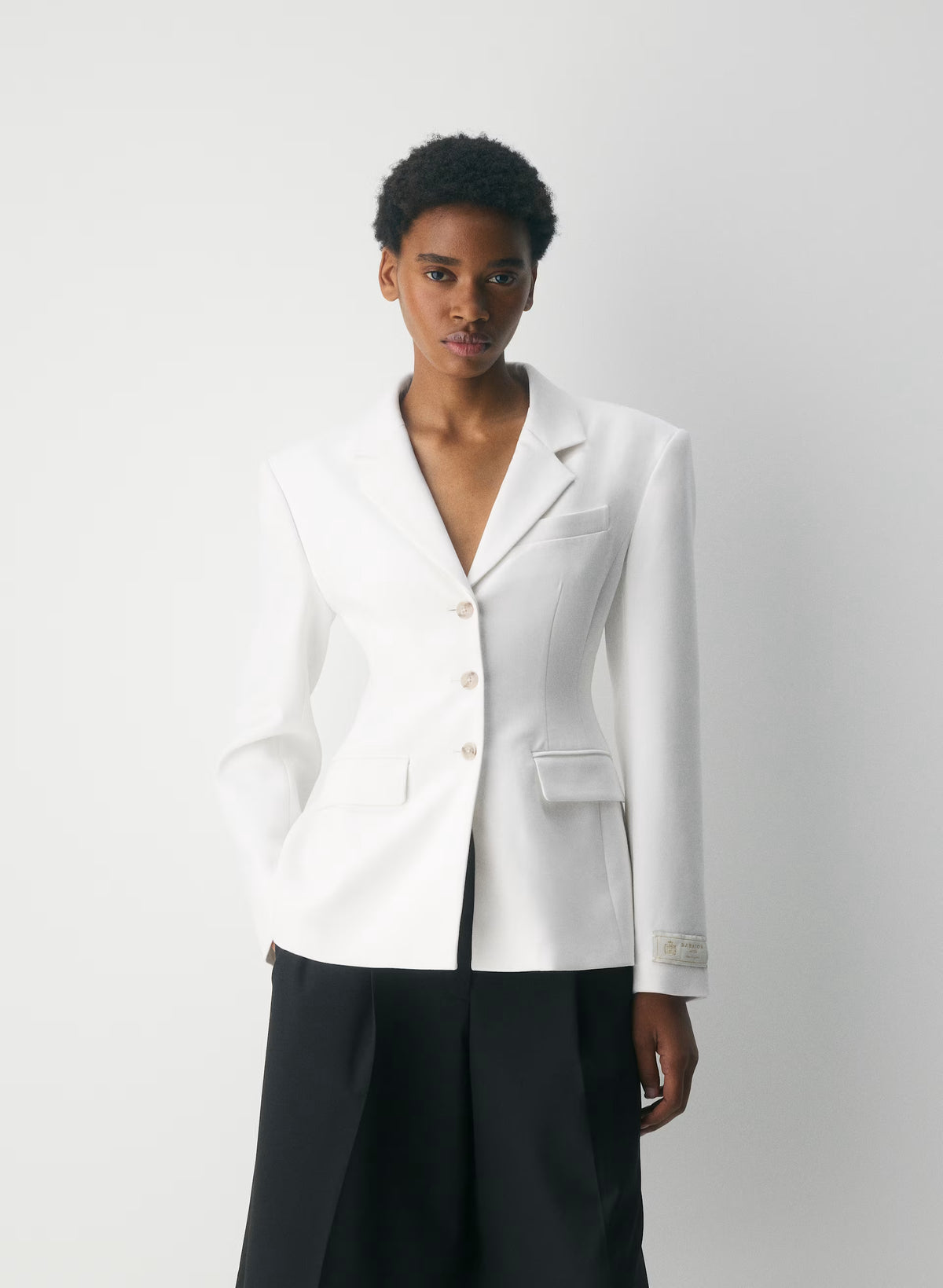 Single-Breasted Stretch Blazer - Brown Check