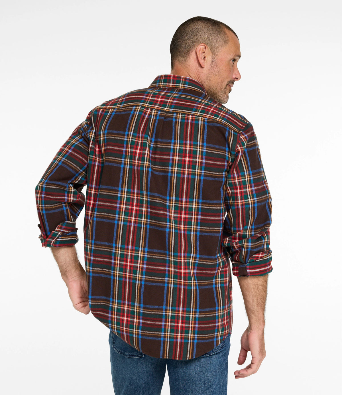 Men's Cotton Flannel Button-Down Shirt - Grey Plaid