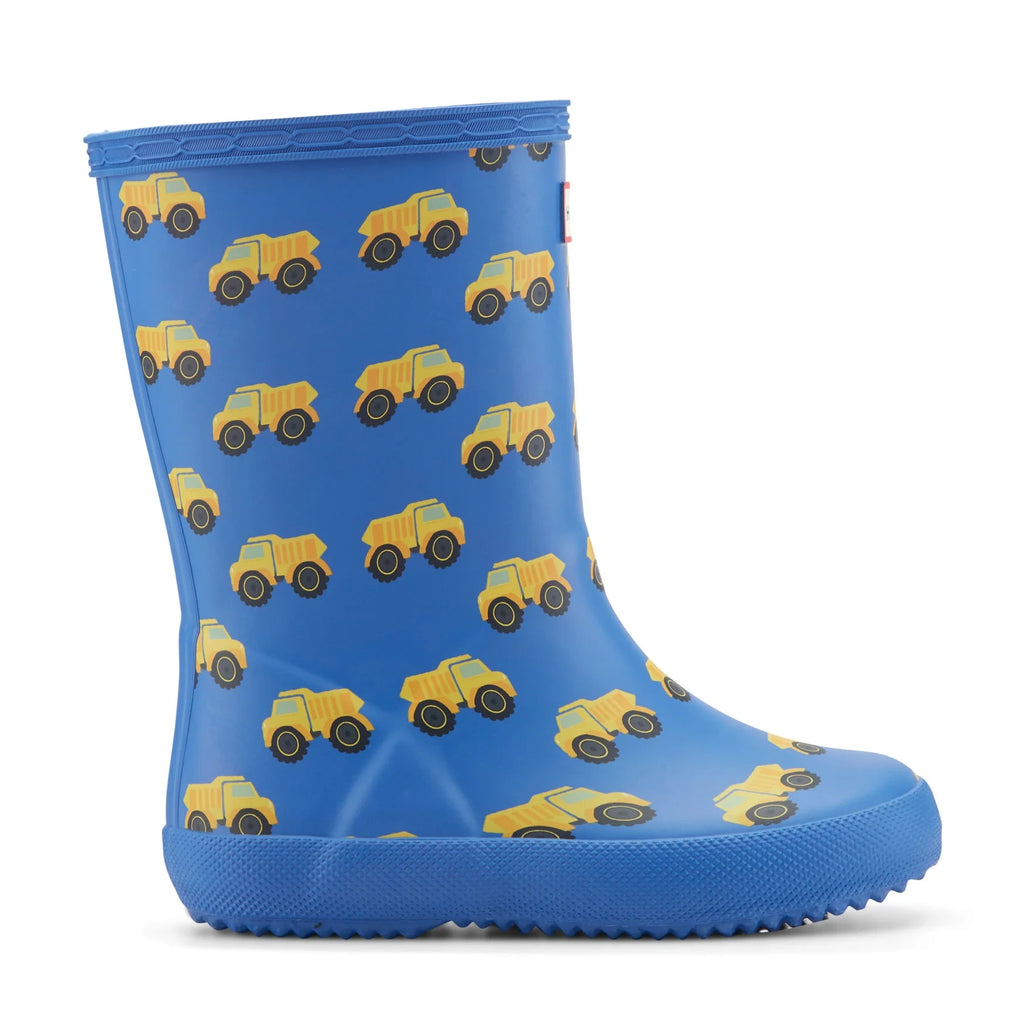 Kids' Rubber Rain Boots - Blue Dump Truck Print