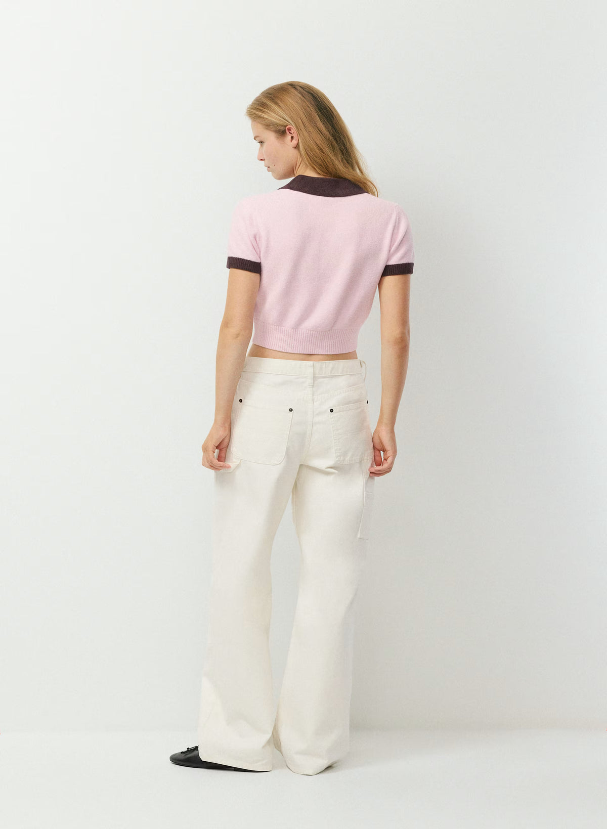 Wool Blend Button Polo Sweater - Brown
