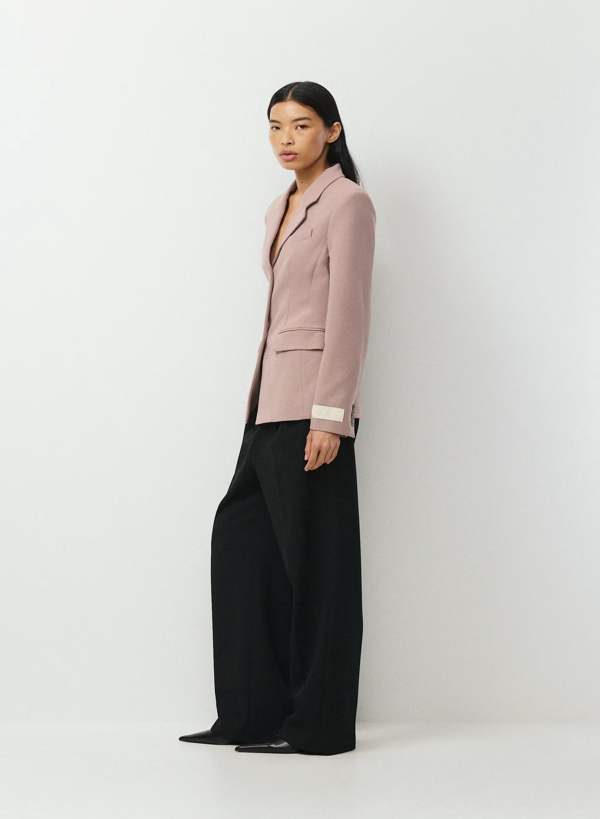 Single-Breasted Stretch Blazer - Brown Check