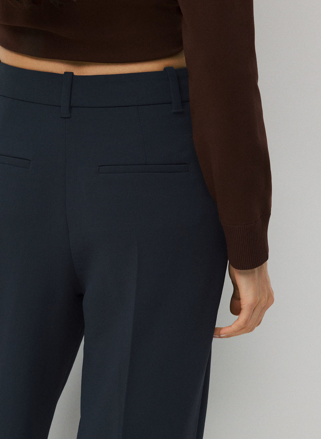 High-Rise Wide-Leg Crepe Trousers - Sand