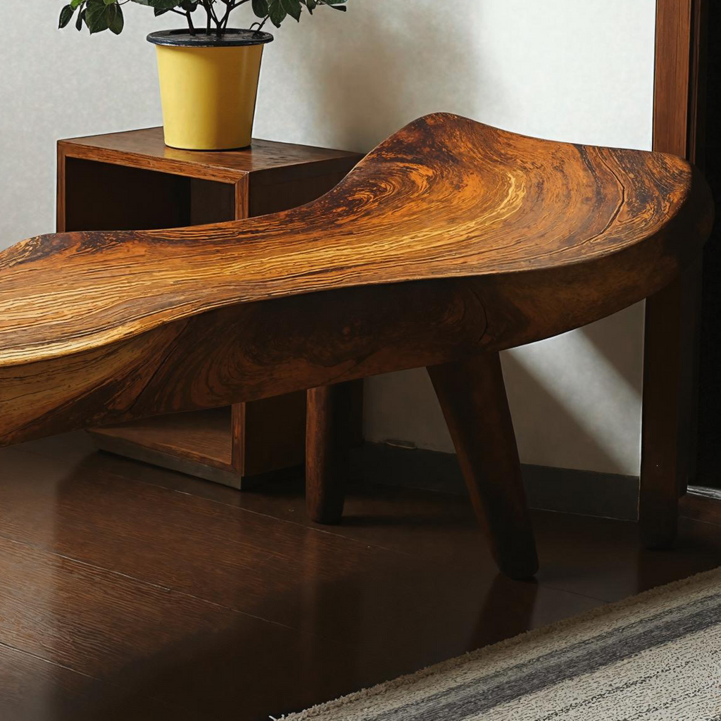 Reclaimed Tamarind Wood Rustic Bench with Simple Design - view 4