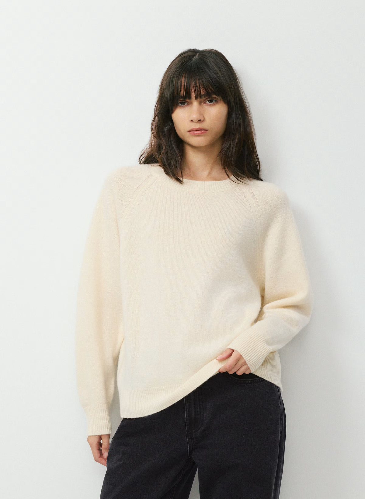Wool Cashmere Raglan Sweater - Olive