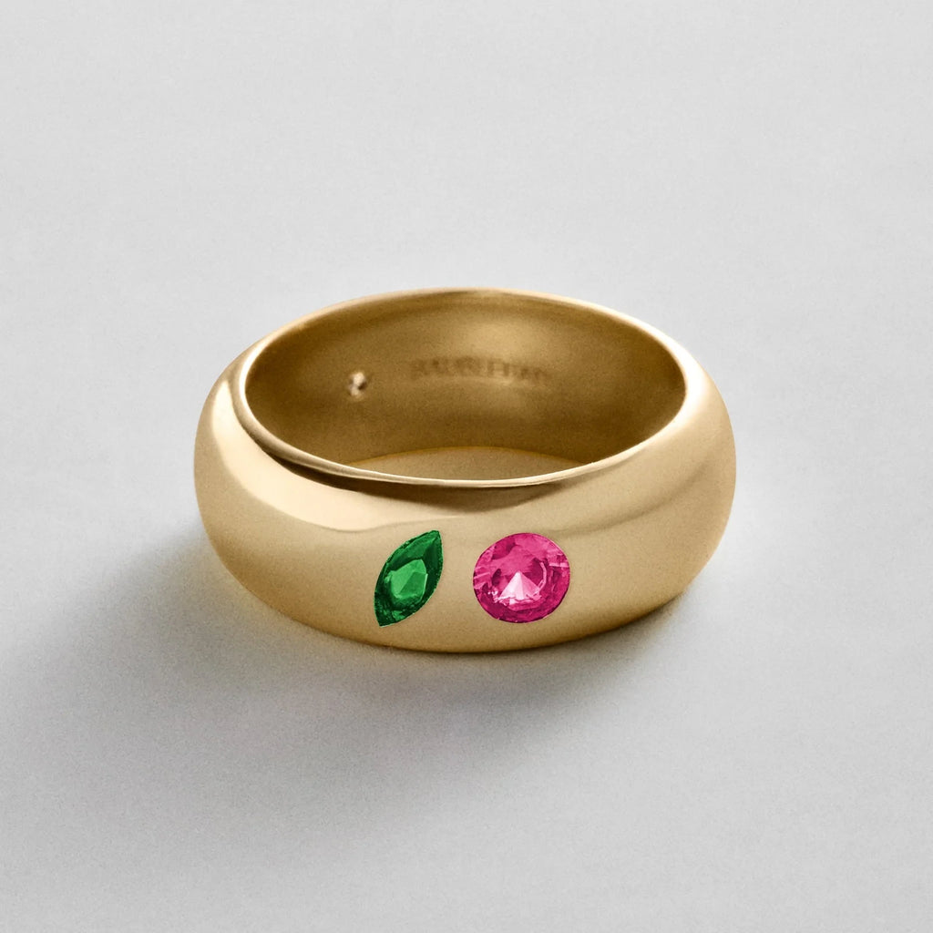 Custom Two-Stone Gold-Plated Band Ring