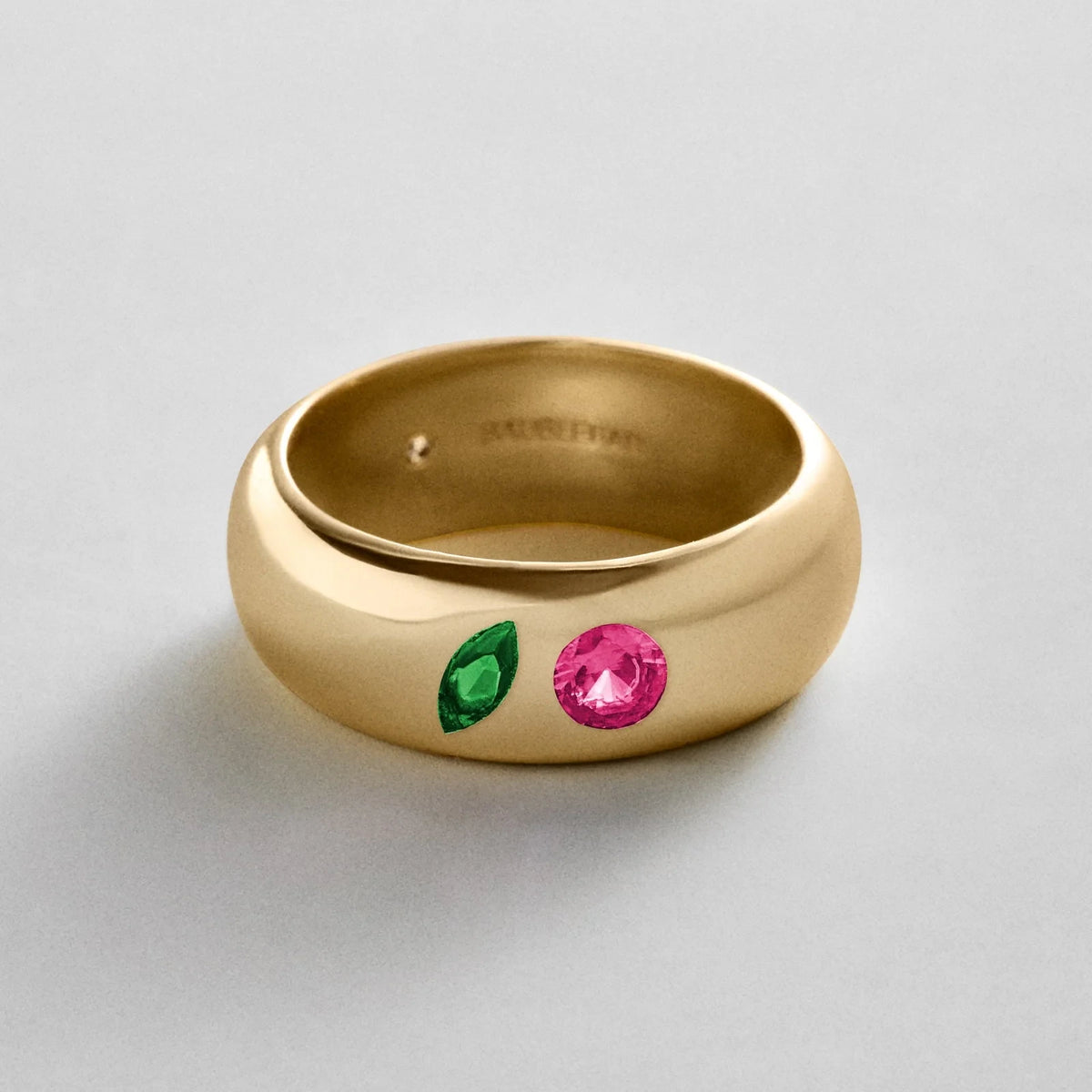 Custom Two-Stone Gold-Plated Band Ring