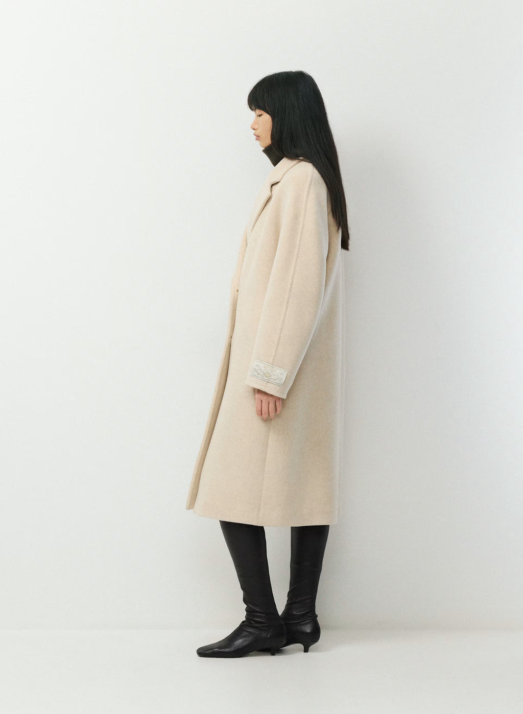 Double-Breasted Wool Cashmere Coat - Herringbone