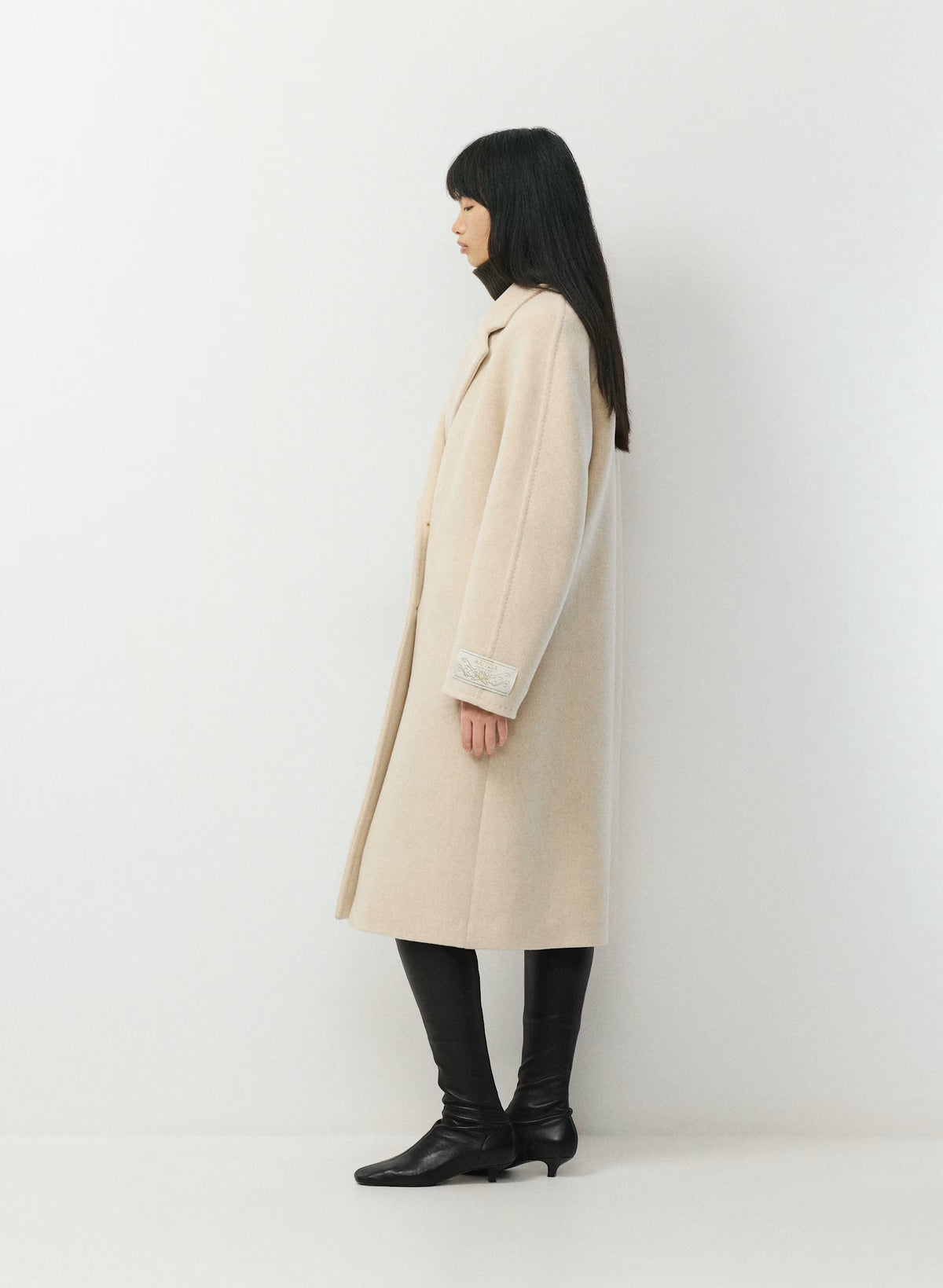 Double-Breasted Wool Cashmere Coat - Herringbone