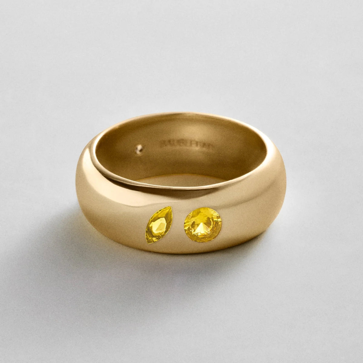 Custom Two-Stone Gold-Plated Band Ring
