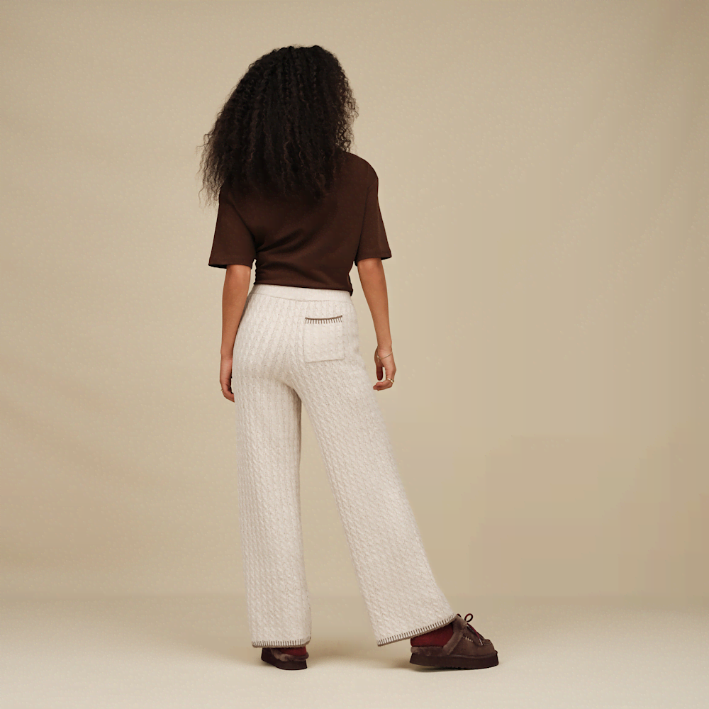 Women's Cable Knit Straight-Leg Pants - Black